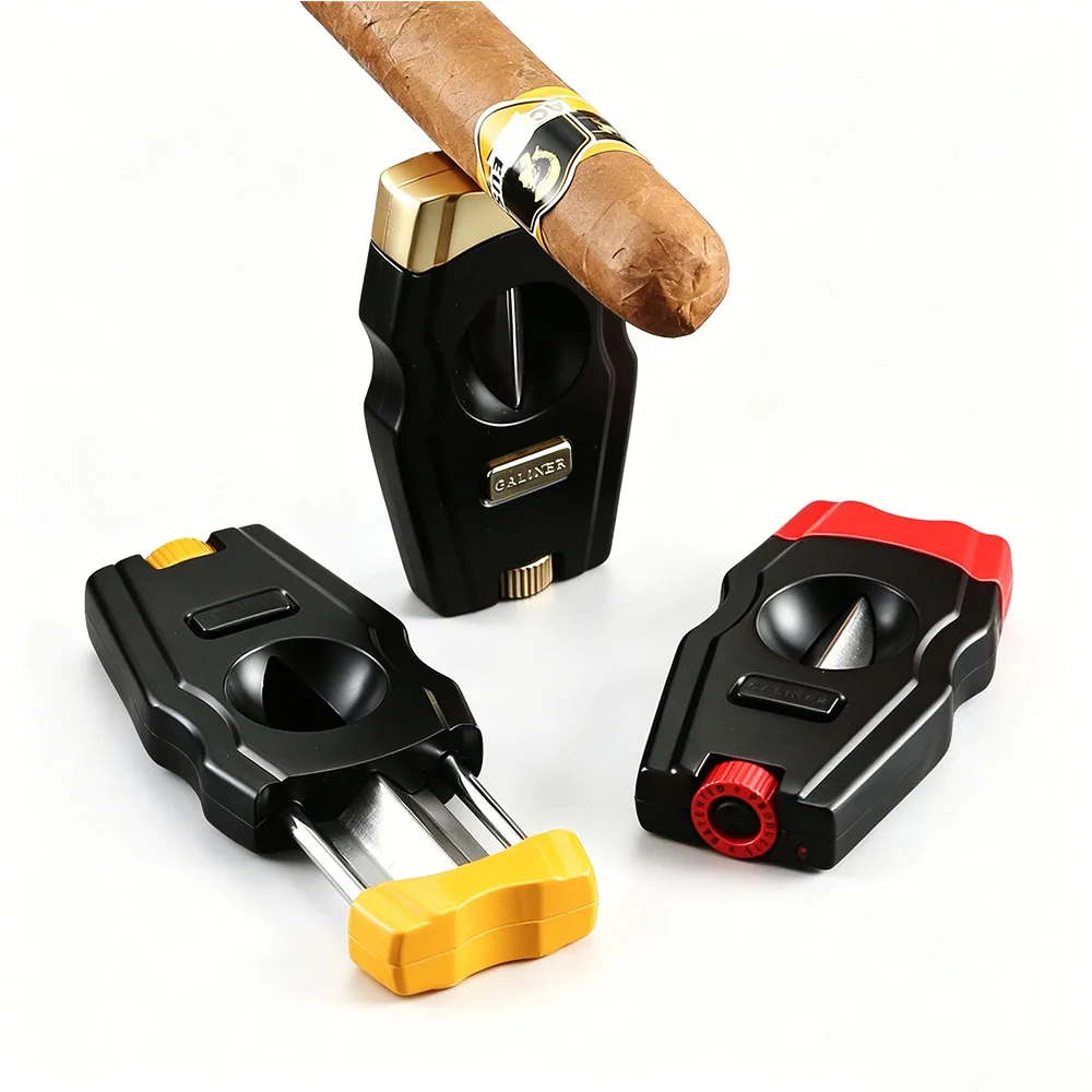 GALINER Multifunctional Cigar Cutter V-Cut tainless Steel Sharp Cigar Punch Portable Pocket Smoking Accessories Gift Box
