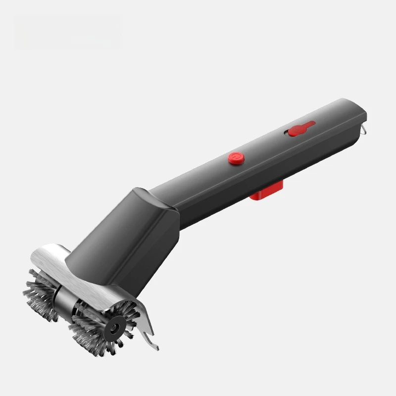 Electric Grill Brush with Water Spray Long Handle Twin Roller Stainless Steel Wire Bristles Rotating Cleaning Tool