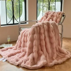 Winter Warm Faux Fur Blankets for Beds Luxury Super Soft Plush Blanket Sofa Cover Fluffy Throw Blanket Bedroom Couch Pillow Case