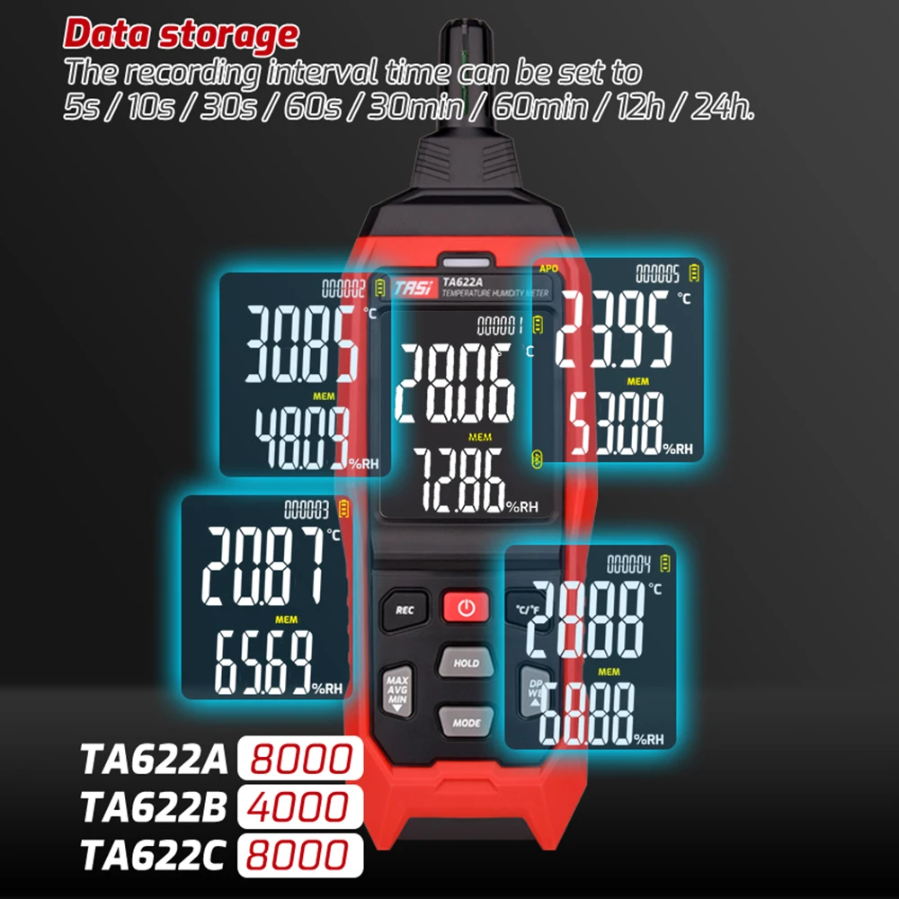 TA622A TA622B TA622C Digital Medidor de Humedad Temperatura Termómetro Medición De Alta Precisión Higrotermógrafo Higrómetro