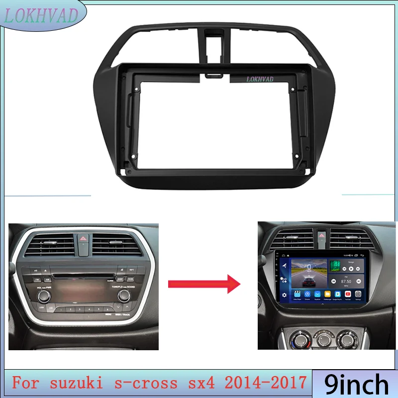 9 Inch Car Radio Fascia Frame for suzuki s-cross sx4 2014-2017 Dashboard Panel Stereo Installation Kit