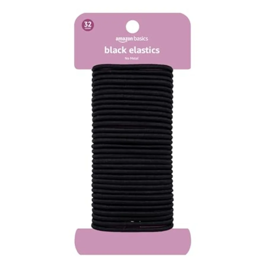 Amazon Basics No Damage Elastic Hair Ties, Ponytail Holders for All Hair Types, Snag-Free, Strong Hold, 4 MM