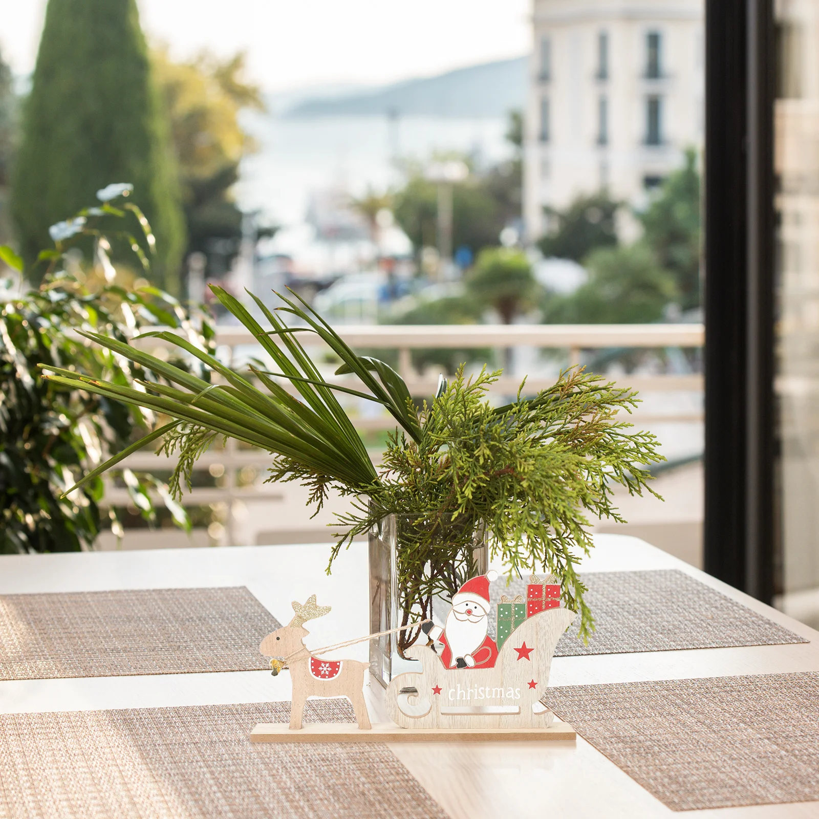 

1Pcs Christmas Elk Xmas Decor Wooden Craft Lovely Cartoon Design Home Desktop Ornament Xmas Decor Wooden Adornment