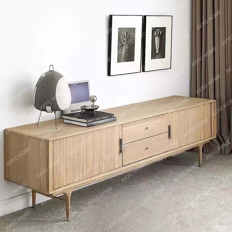 XX Mid-Century Solid Wood TV Stand Retro Light Luxury Simple Design TV Cabinet Coffee Table Set