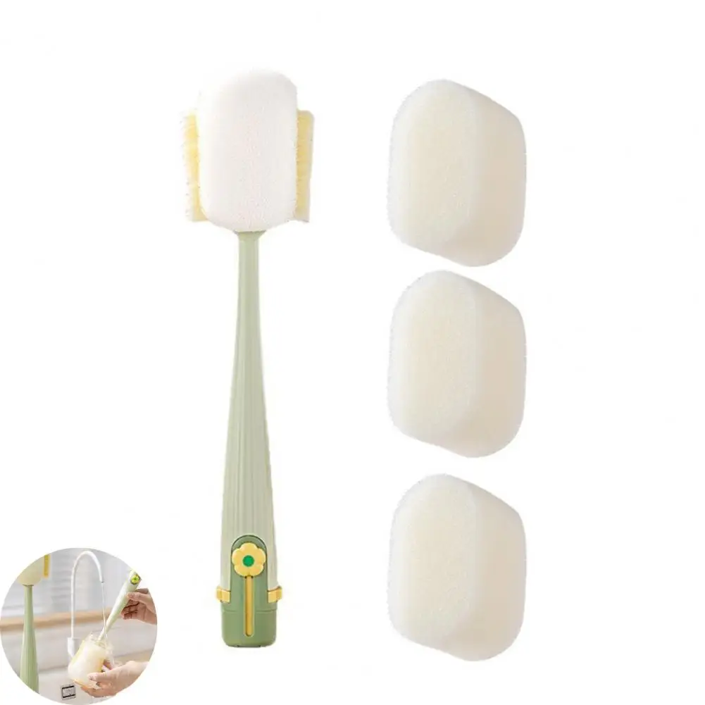 Efficient Stain Remover Tool 5 1 Bottle Brush Set Multifunctional Cup Lid Cleaner Compact Sponge Bristle Tool for Tight Spaces