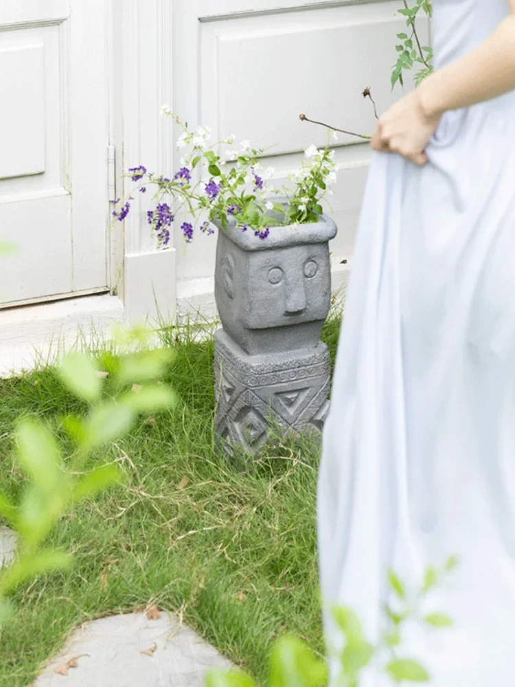 Porch plant frame imitation stone outdoor indoor flower pot frame ethnic style