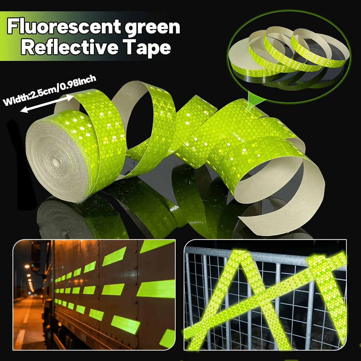 Reflektierende Autoaufkleber, wasserdichte Warnbänder für den Außenbereich, weiß, rot, fluoreszierend, gelb, Reflektoren, Sicherheitsstreifen – Detail 12