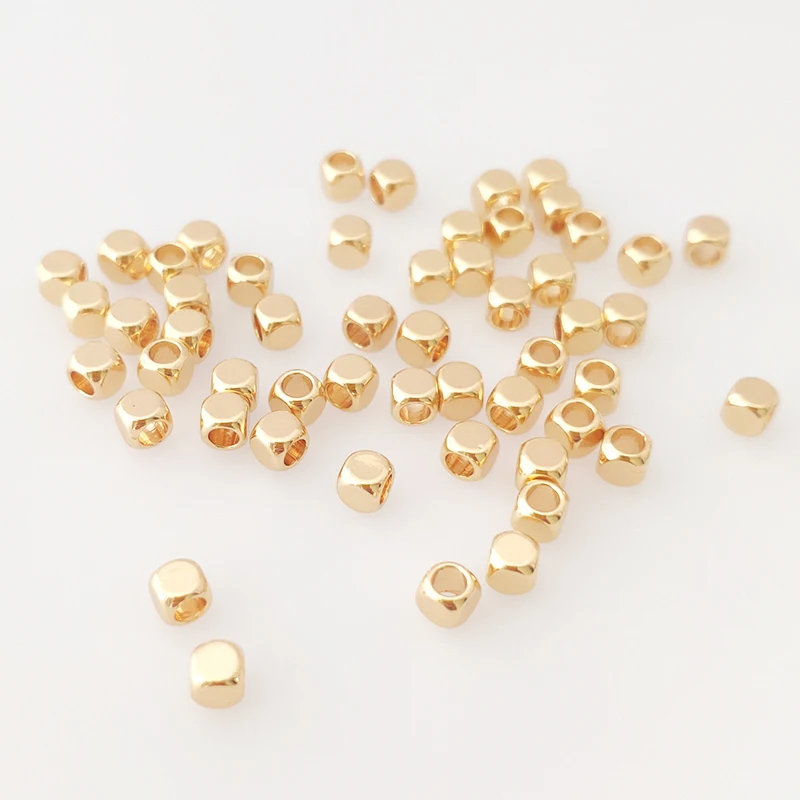 2/3/4 mm hohle Würfelperlen, 18 Karat vergoldete Messing-Abstandsperlen, Trenner für Perlen, DIY-Schmuckherstellungszubehör, Großhändler – Detail 20