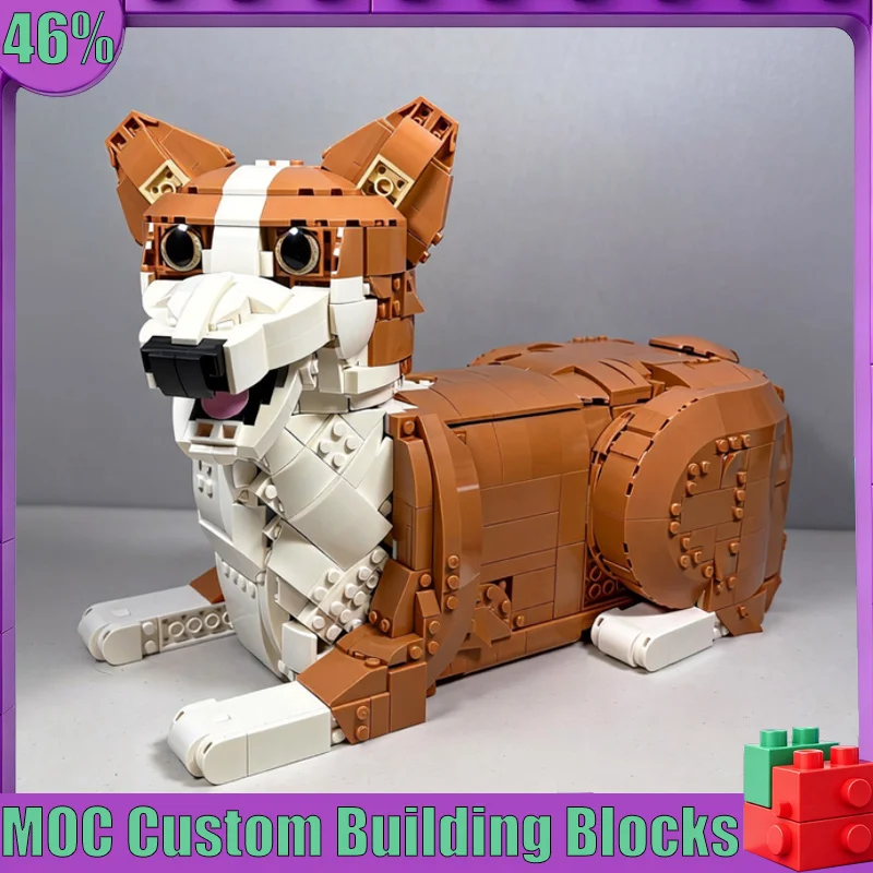 NEW 1674 PCS MOC Corgi Dog Animal Model Custom Puzzle DIY Creative Assembly Educational Toy Collection Display Decoration Gifts