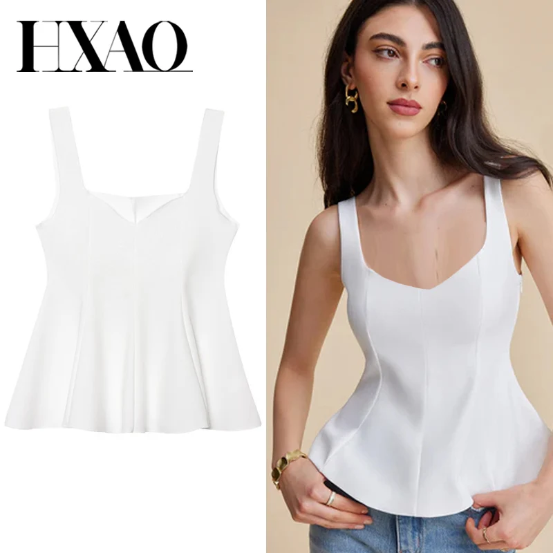 HXAO White Slip Top Women Summer Fashion Tanks & Camis Sleeveless Backless Tops For Woman Strap Tank Top Sexy Elegant Woman Tops