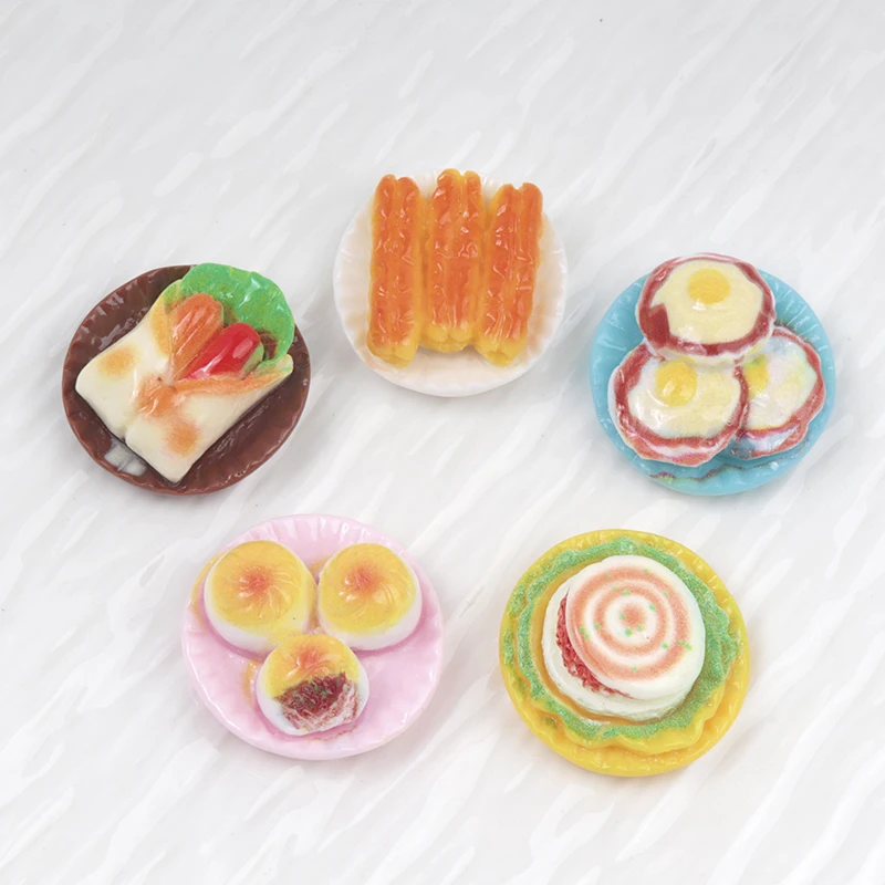 10/100pcs Fried Egg Hamburg Simulation Breakfast Flatback Cabochon DIY Dollhouse Accessories Scrapbooking Embellishments Kawaii