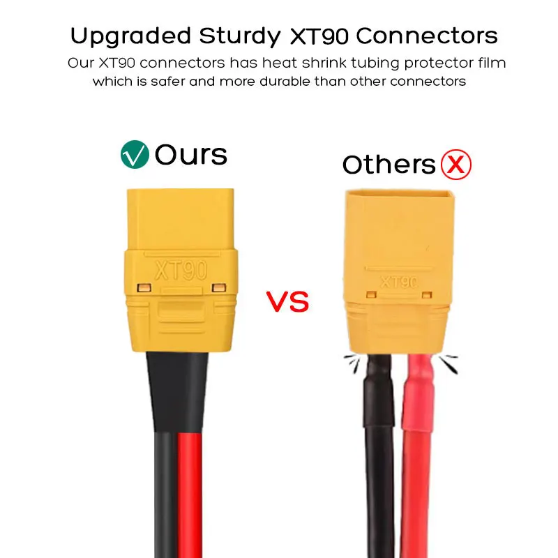 Kabel solarny 2m/6.5FT 1m/3.3FT 12AWG XT90 żeński do Bluetti AC200/AC200L/AC200P/AC200Max SOLARPLAY i innych. Stacje energii słonecznej. — zdjęcie produktu 3
