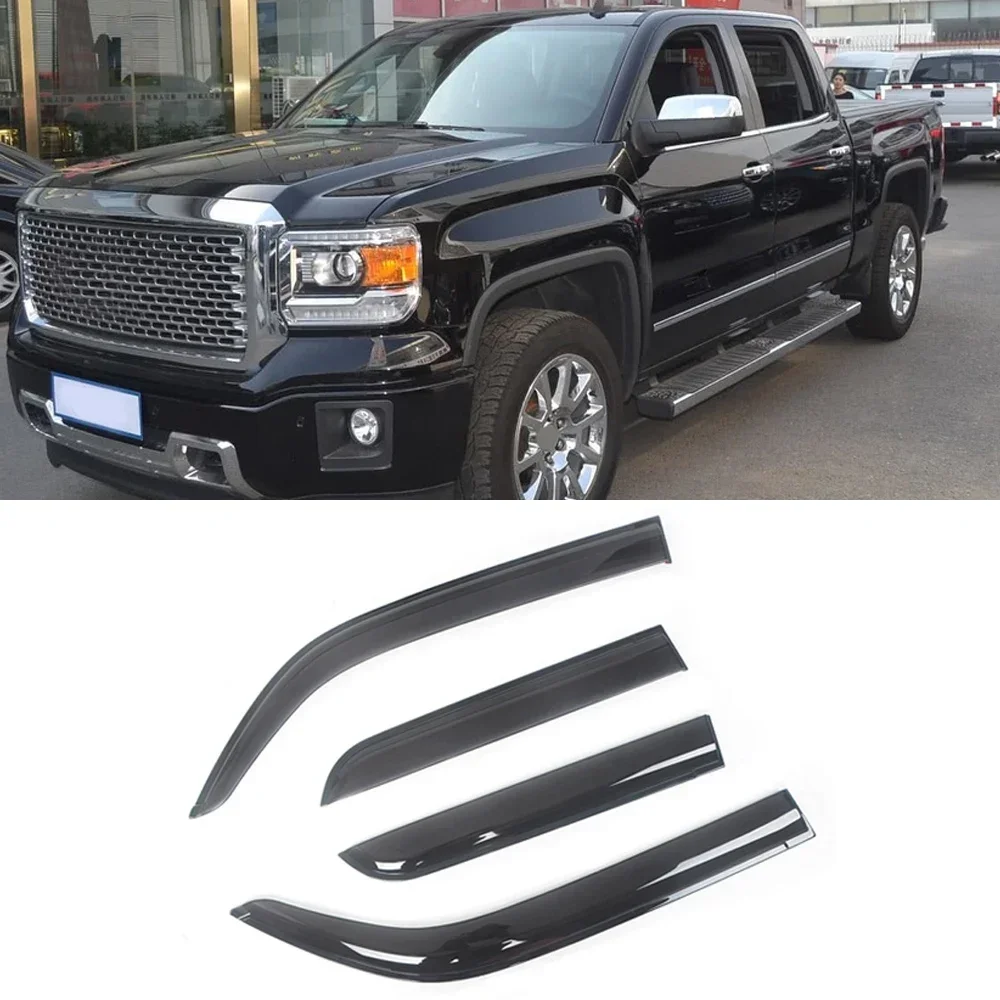 For GMC Sierra 2500 2001-2016 Side Window Wind Deflectors Visors Black Rain Guard Door Visor Vent Shades Dark Smoke Ventvisor