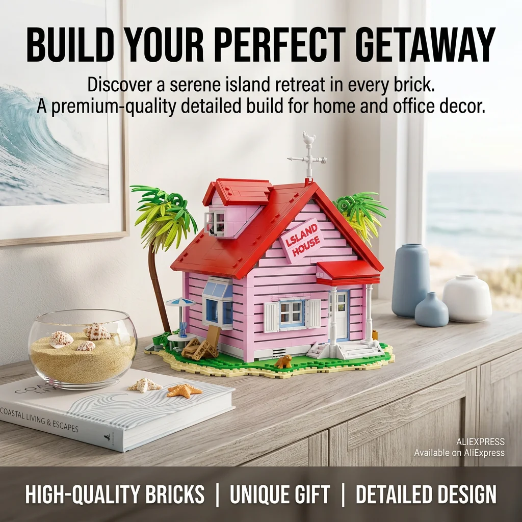 

1434PCS Turtle House Building Blocks Set Japanese Anime Architecture Kame Immortal House Assemble Bricks Toys Gift for Fans Kids