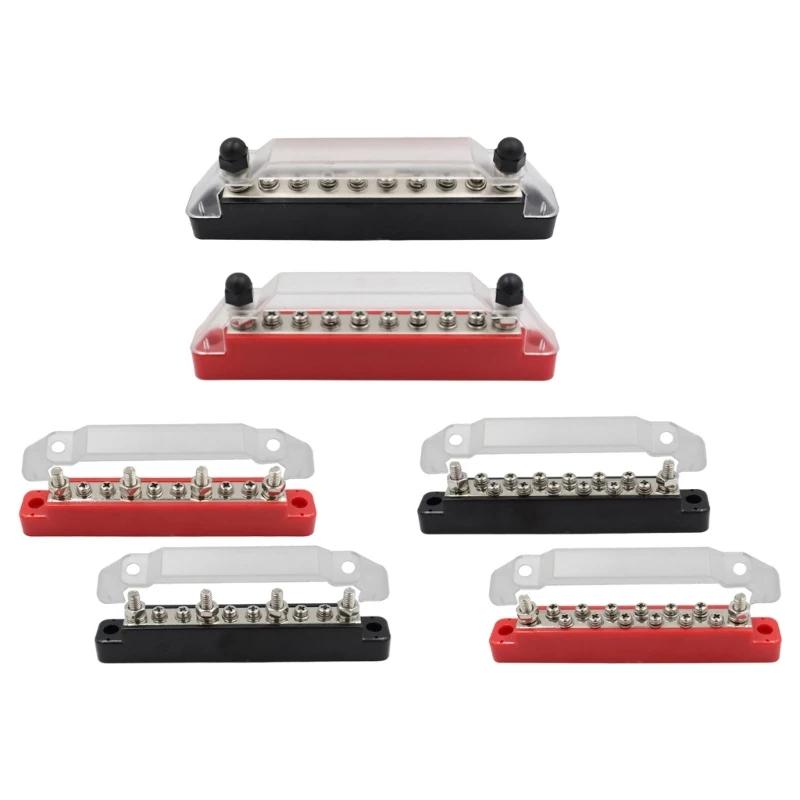 150A Bus Bar Set for Marine and Vehicle Auxiliary Power Distribution with Clear Covers and Color Coded Pair Layout 68UF