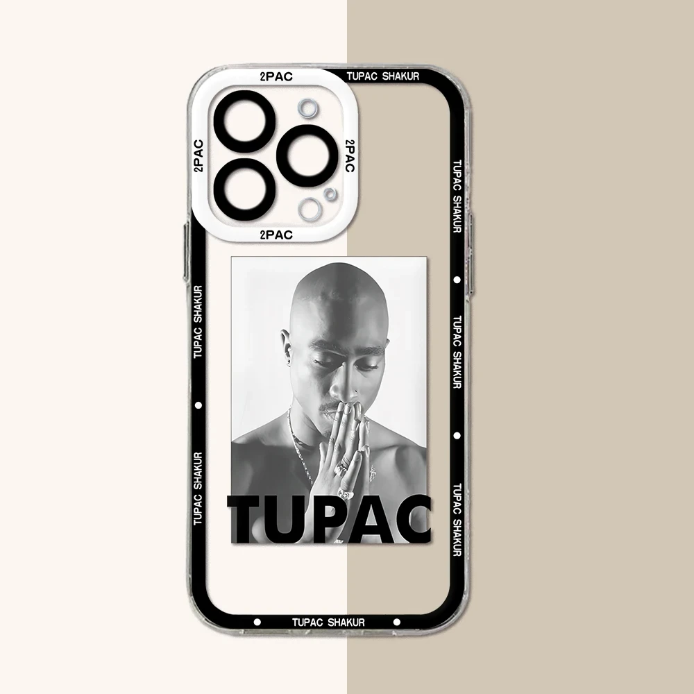 Fashion Rapper 2pac Singer Tupac Phone Case for iPhone 15 14 13 12 11 Pro Max Plus X Xs Max XR SE 2020 8 7 Plus Soft Clear Cover