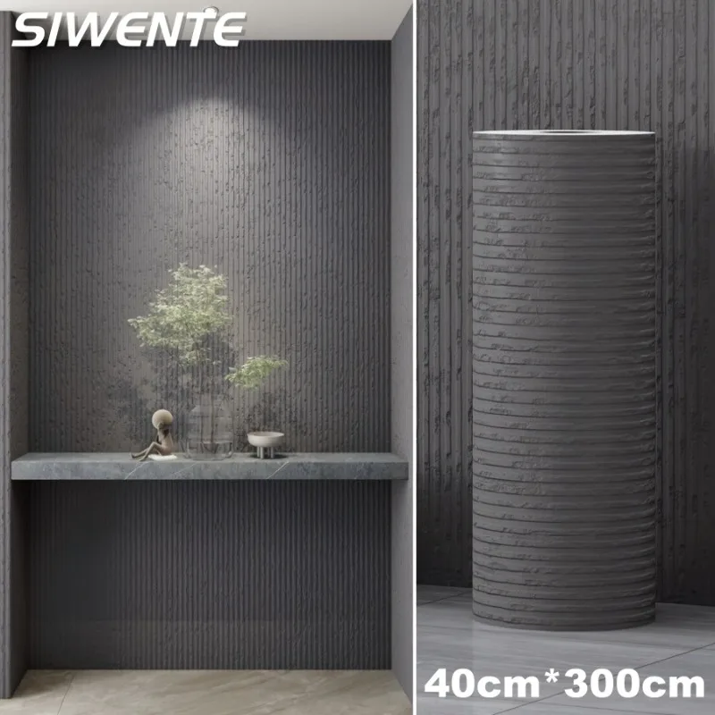 Artificial Thin Line Foam Wallpaper for Living Room Flowing Stone Texture Self-adhesive Wall Sticker with Aluminum Foil Bottom