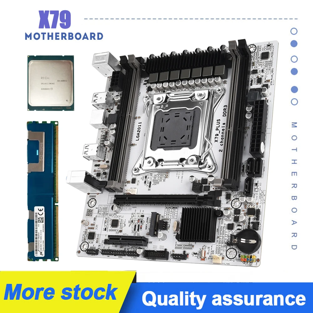 

X79 Motherboard Set Xeon E5 2680 V2 32GB DDR3 1600MHz RAM Kit LGA 2011 Support M.2 NVME NGFF Pc Gamer Combo Gigabit Lan