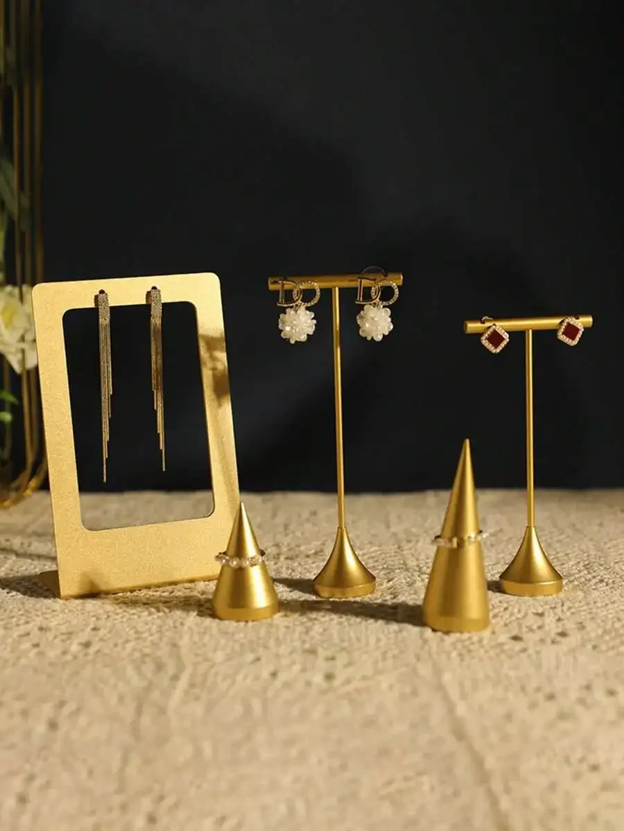 

Jewelry Earrings Display Stand Holder T Bar Rack Tower Metal Earring Bracket Organizer Ear Studs Hanging Storage Shelf