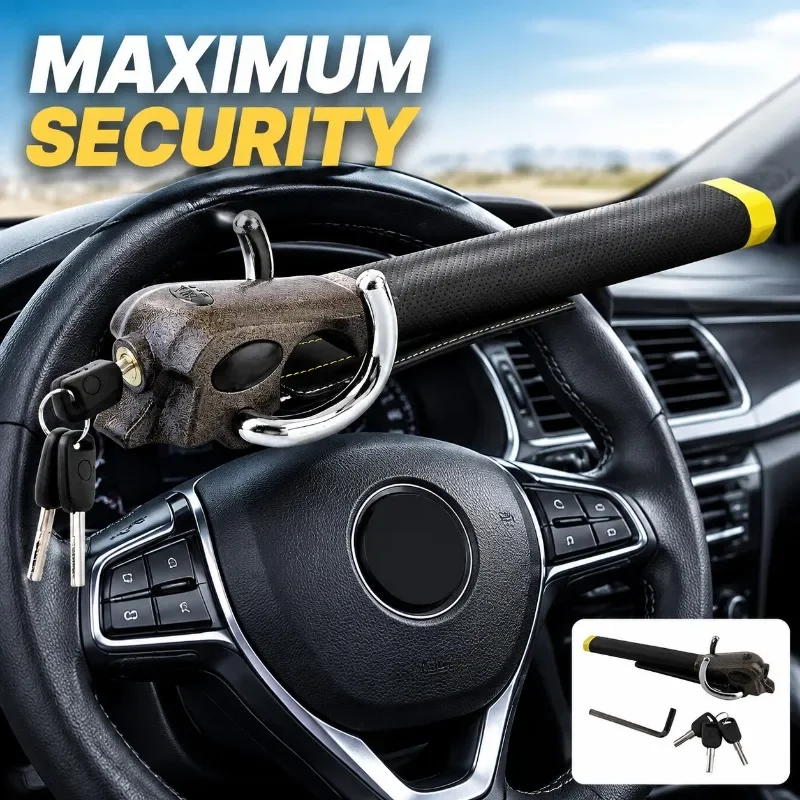 Car Steering Wheel Lock Multi-functional Auto Anti-theft Security Device Offer Emergency Self-defense Capability Sturdy Metal