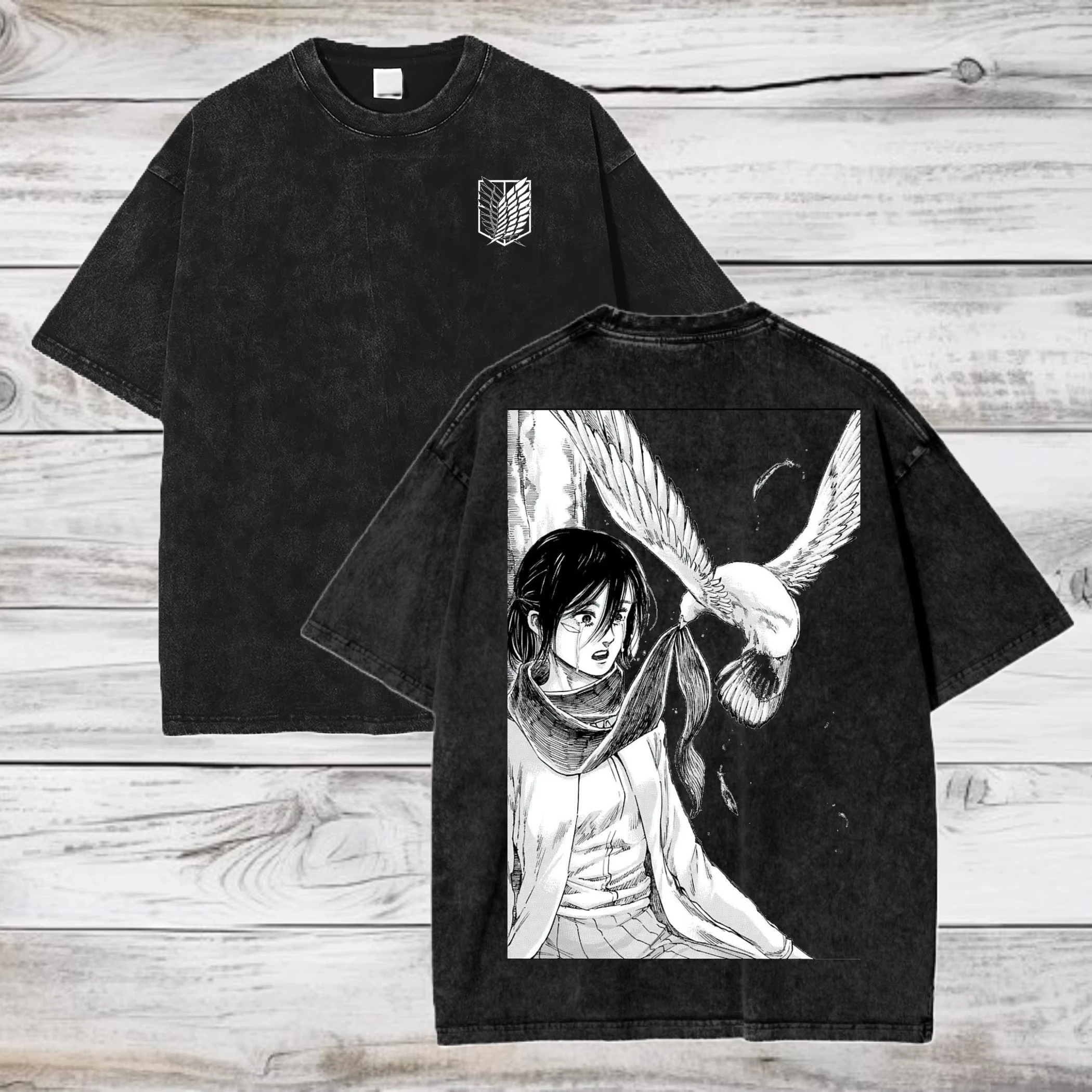 

Attack Titan Season Scout Regiment Anime Washed Graphic T Shirts Summer Loose Short Sleeve Style Loose Casual Fashion Top Tees