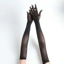 New solid color long tube stockings gloves ultra-thin five finger seamless anti hook silk long transparent etiquette gloves suns image 5