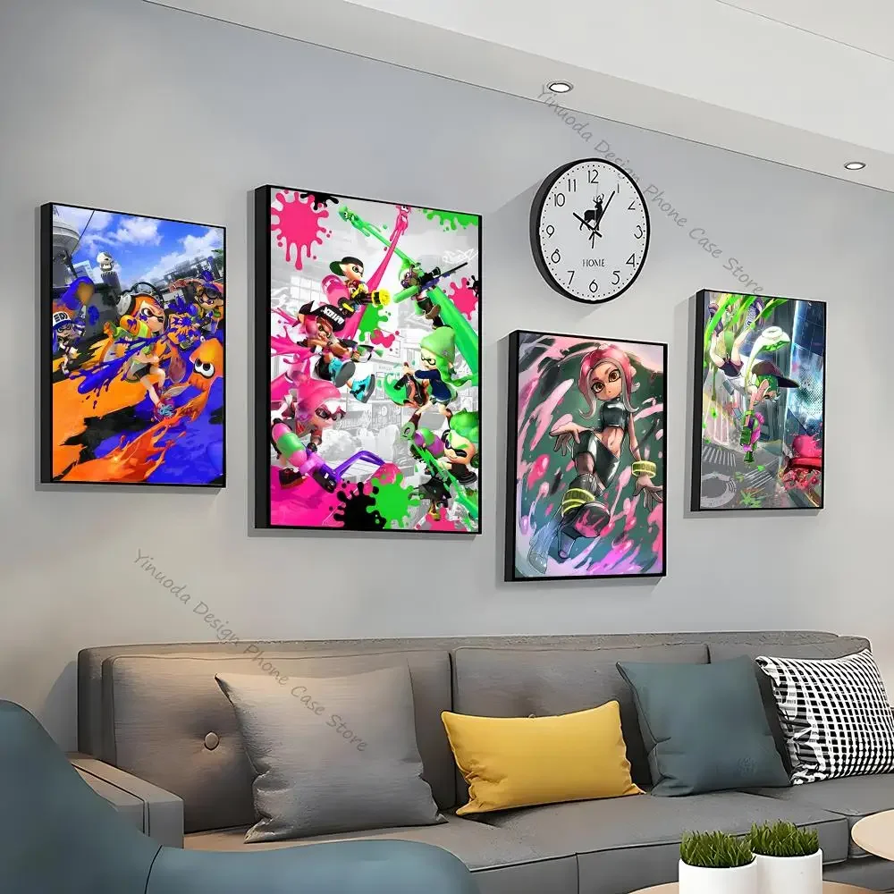 1pc S-Splatoon 3 Video Game Splatoon Poster Paper Print Home Bedroom Entrance Bar Cafe Art Painting Decoration