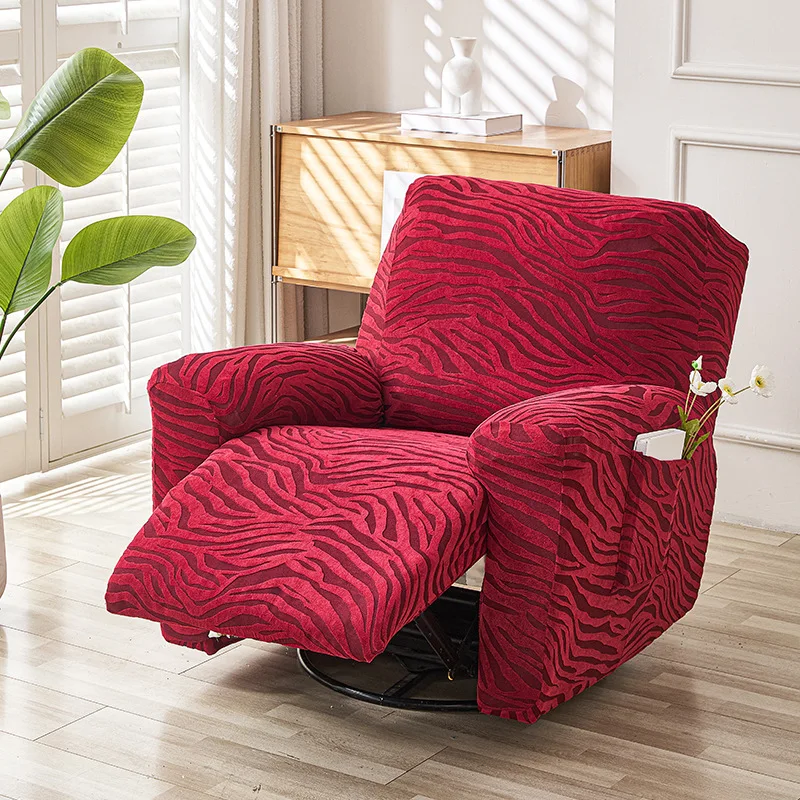 4pcs Jacquard Split Recliner Sofa Covers Elastic Relax Armchair Cover Non-Slip Washable Single Sofa Slipcovers for Living Room