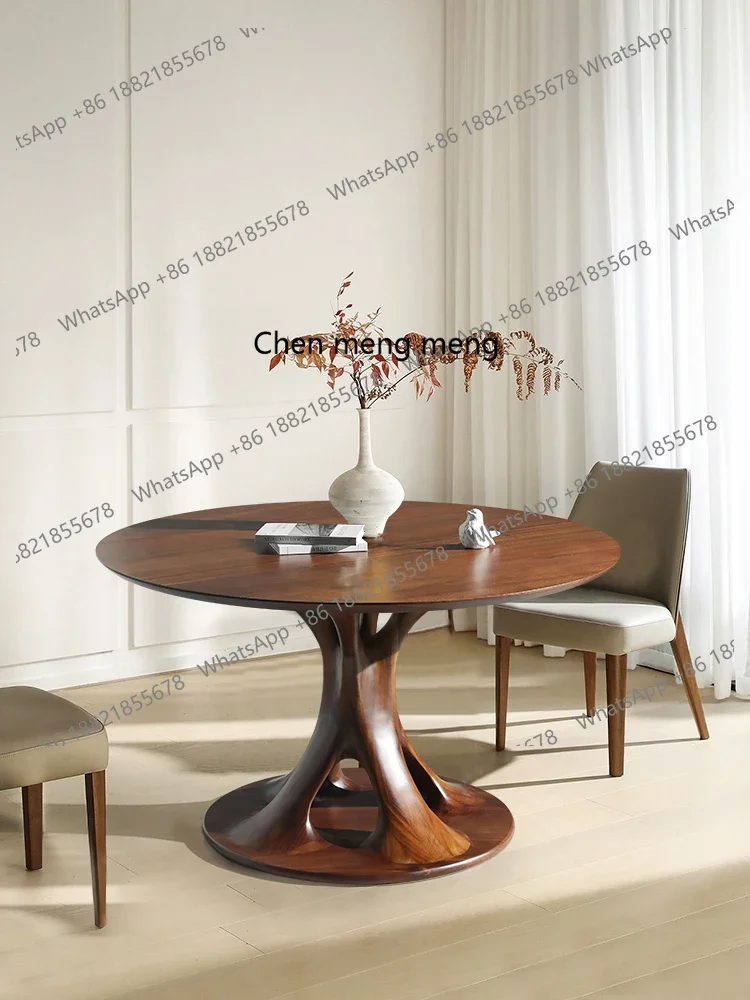 Walnut dining table in the ancient style home dining table design creative round eating table