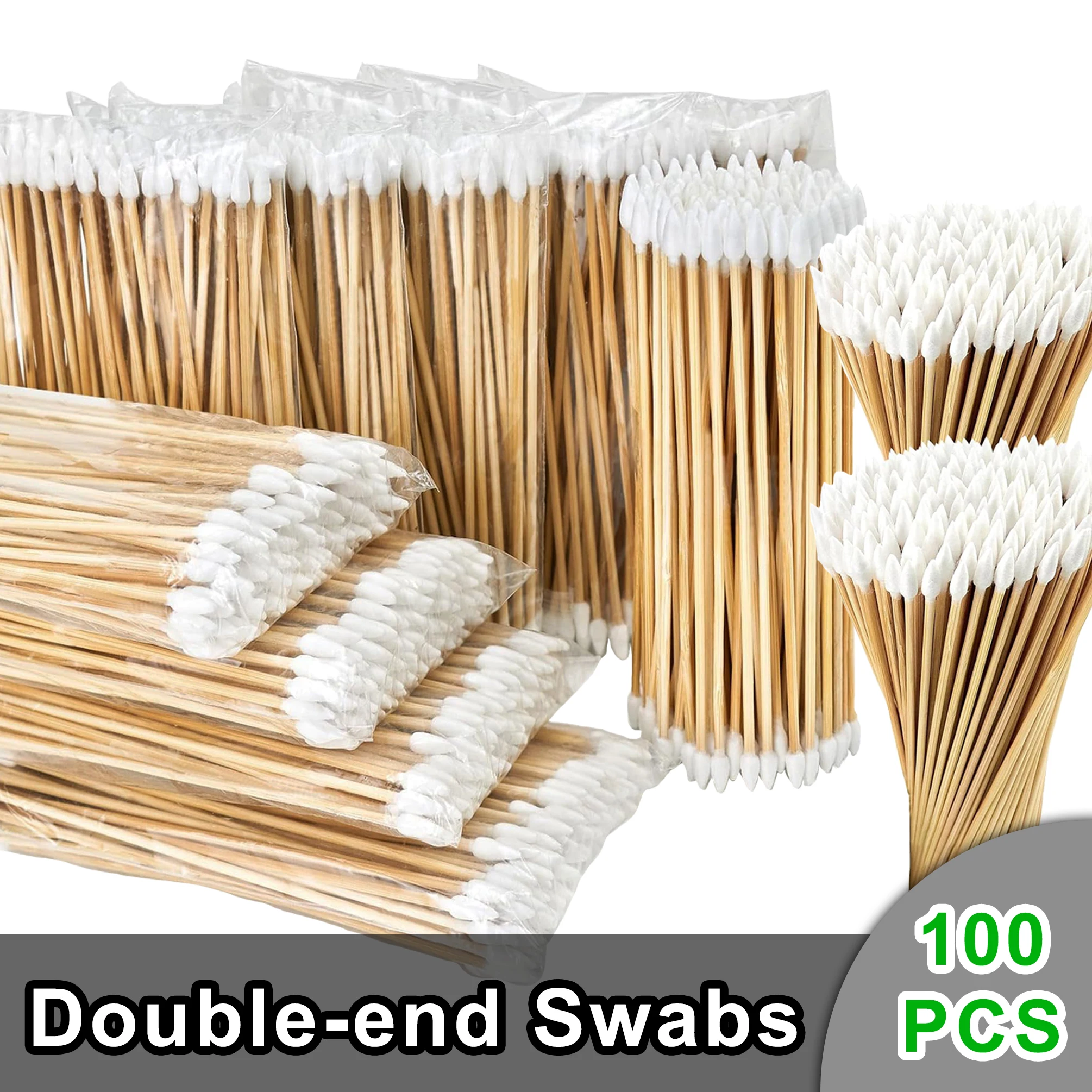 

100PCS Double-End Cotton Swab 6 Inch Long Round Cotton Swabs for Pistols Rifle Gun Cleaning Electronic Makeup Crafts Maintenance
