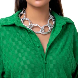 Hip Hop Exaggerated Big Geometry Linked Chain Necklace for Women Trendy Large Short Choker Necklaces Collar 2022 Fashion Jewelry