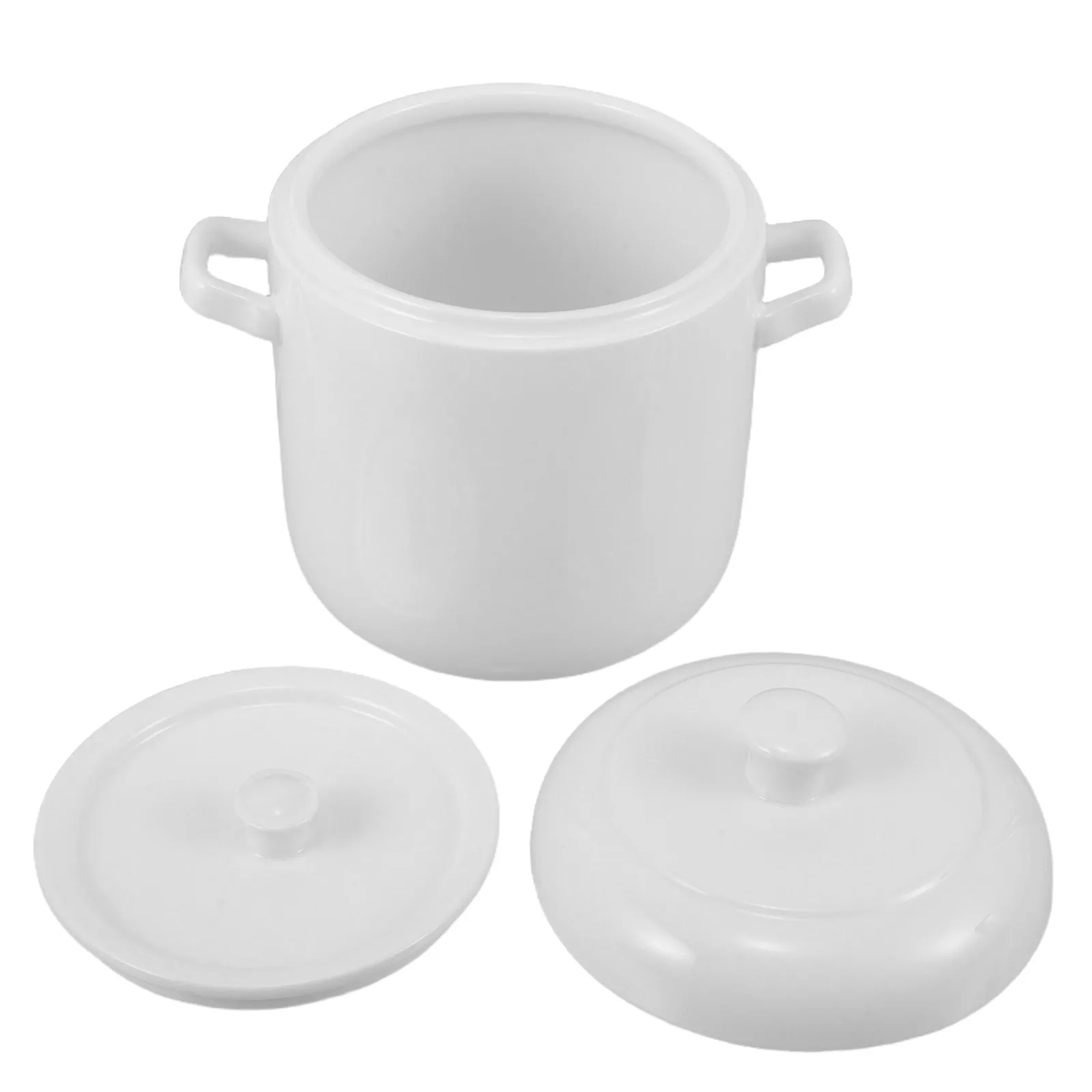 950Ml White Ceramic Soup Pot with Dual Handles and Lid Steaming Cooking Pot for Stews Soups Custards Water Bath Heat Retention