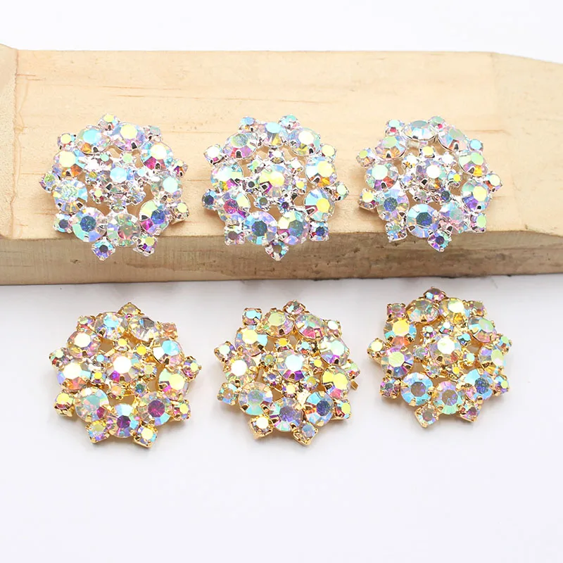 New 10 pieces 22MM Gold/Silver Metal Rhinestone Button Handle Diamond Accessories Wedding Decoration Sewing Clothing Buttons DIY