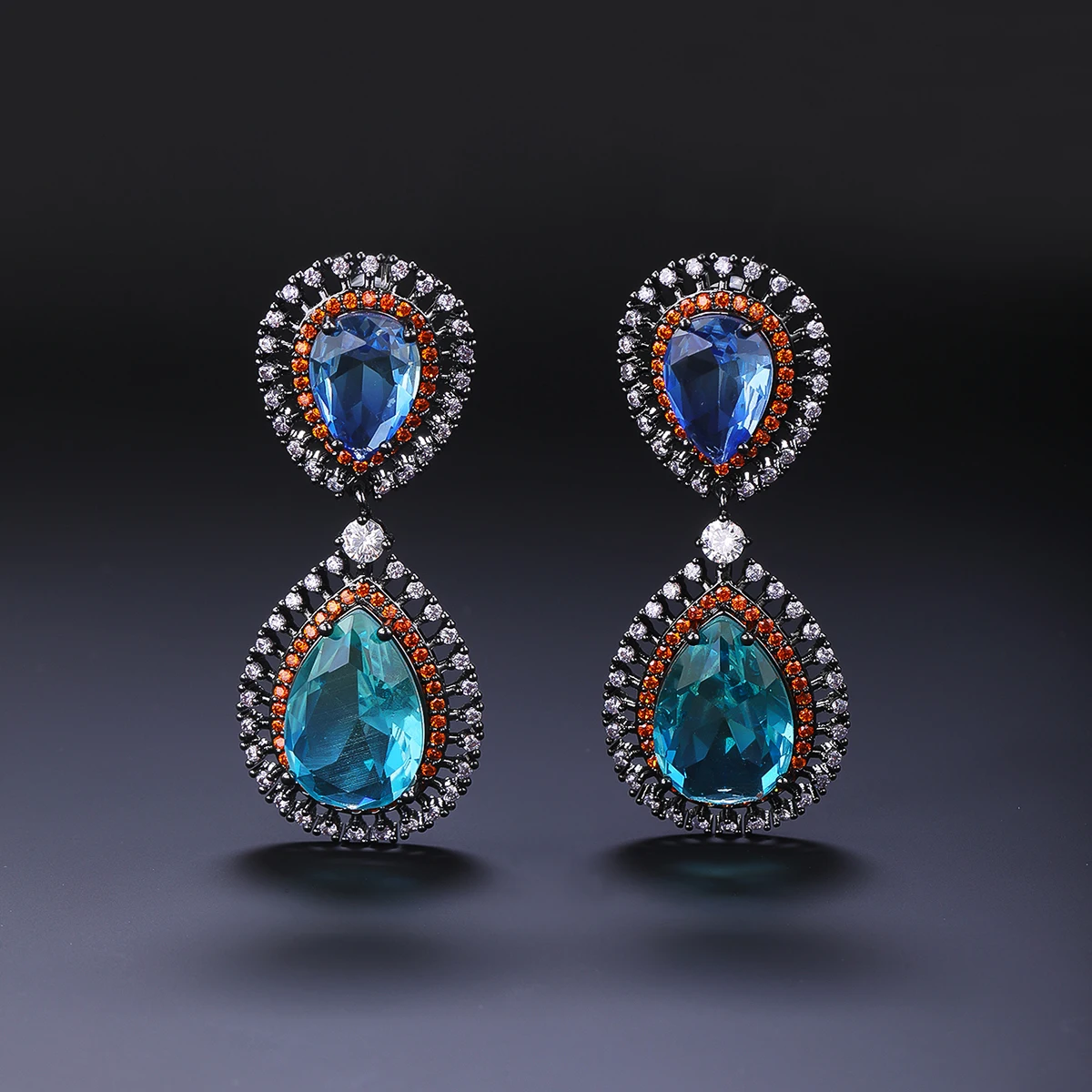 

Luxury Cubic Zirconia Water Drop Wedding Earrings, High Quality Long Earrings Bridal Jewelry Accessories Birthday Gifts CE12315