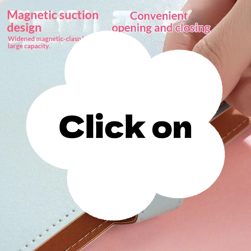 PU Leather Photo Money Card Holder Lightweight Snap Closure 50 Inner Pages for Office Invoice Storage Travel Ticket Keeping