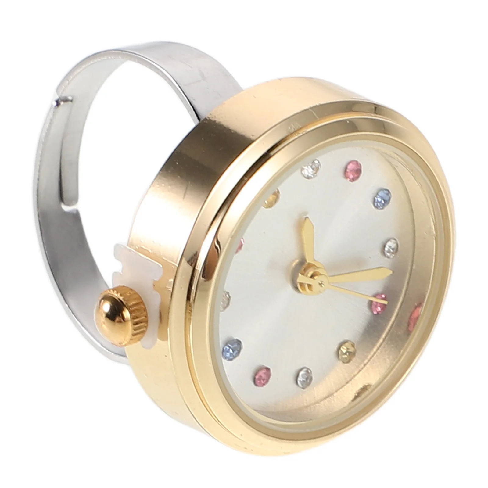 

Mini Finger Ring Watch Waterproof Stylish Colorful Rhinestone Dial Small Cute Watch for Students Daily Outdoor Activities