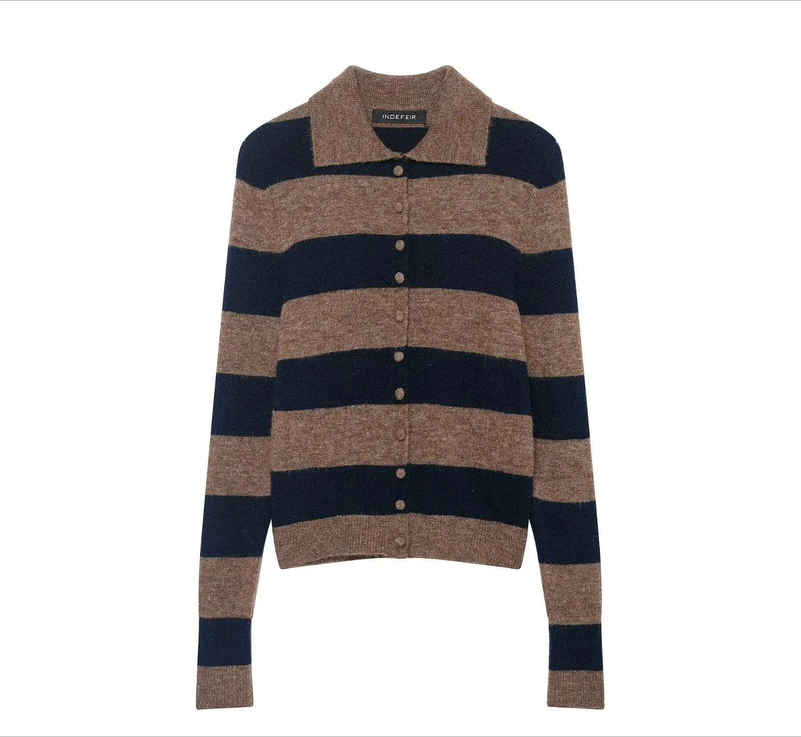 

Knit Cardigan Women Casual Polo Collar Full Sleeve Single Breasted Pullover Sweater Autumn Winter Women Knitwear