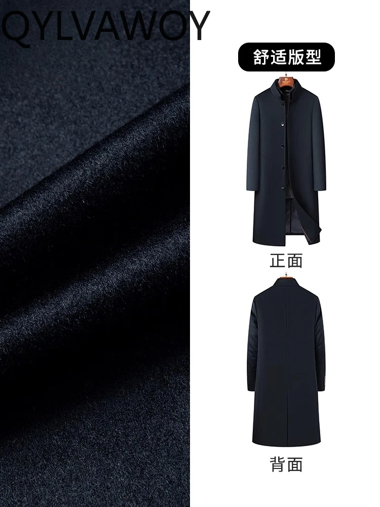 QYLVAWOY 80% Wool Rabbit Fur Liner Long-Style Wool Coat Winter Mink Fur Collar Thickened Woolen Mid-Length Outerwear LJ2576