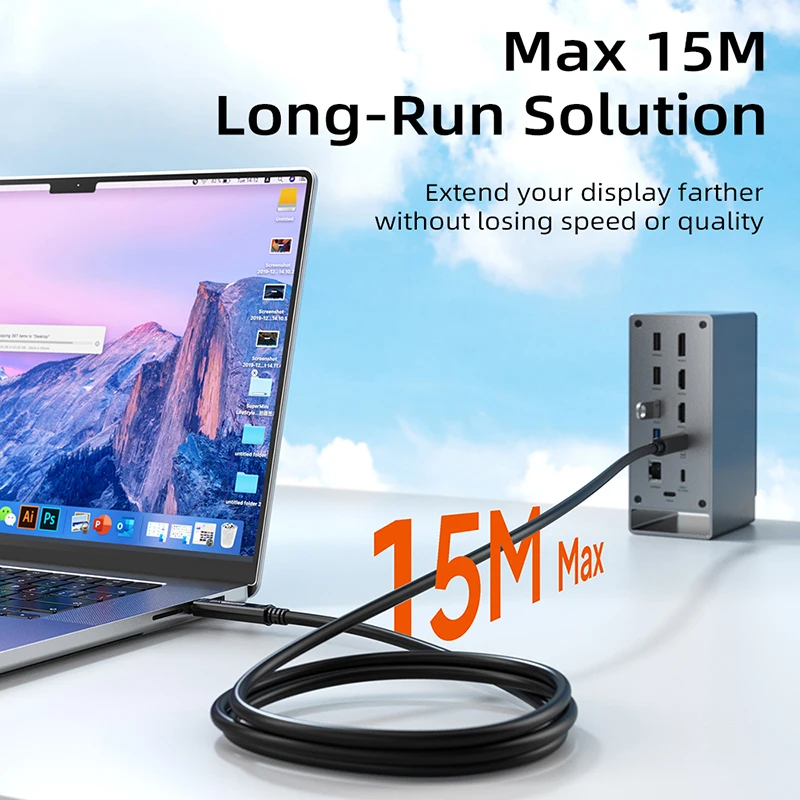 CABLETIME 8K USB C to USB C Cable 15M Dual Mode Full Function for 8K@60Hz 10Gbps Ultra Fast Long-Distance Data Sync Charging