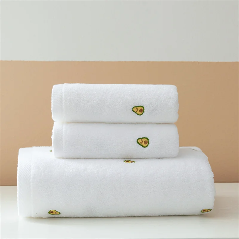 

Avocado Embroidery Pure Cotton Household Towel Set That Absorb Water And Do Not Shed Hair High-End Bath Towel Soft Face Towels