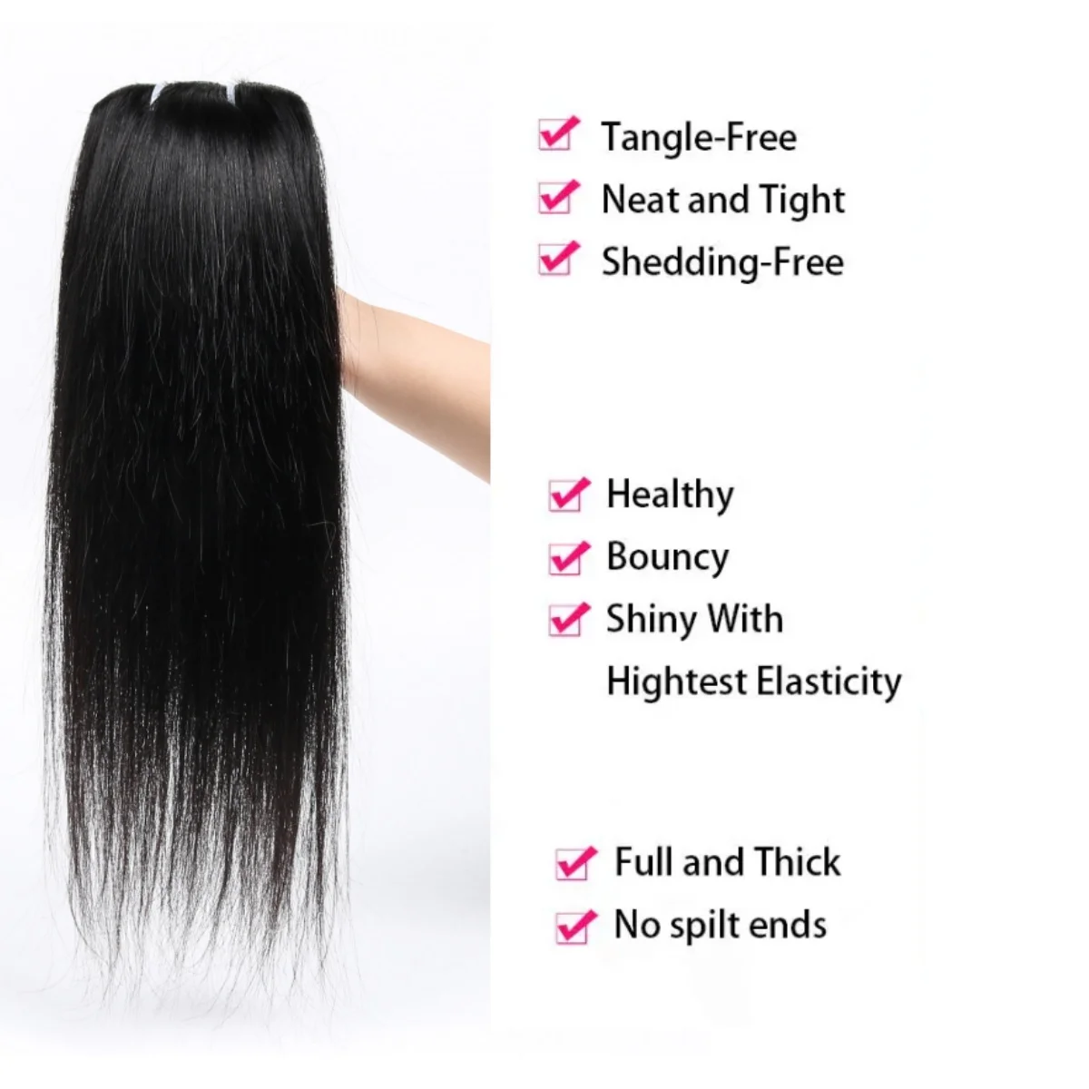 كليب في وصلات الشعر شعر بشري حقيقي كامل مشبك للرأس في وصلات شعر طبيعية مستقيمة سلس لا تشابك ولا ذرف #3