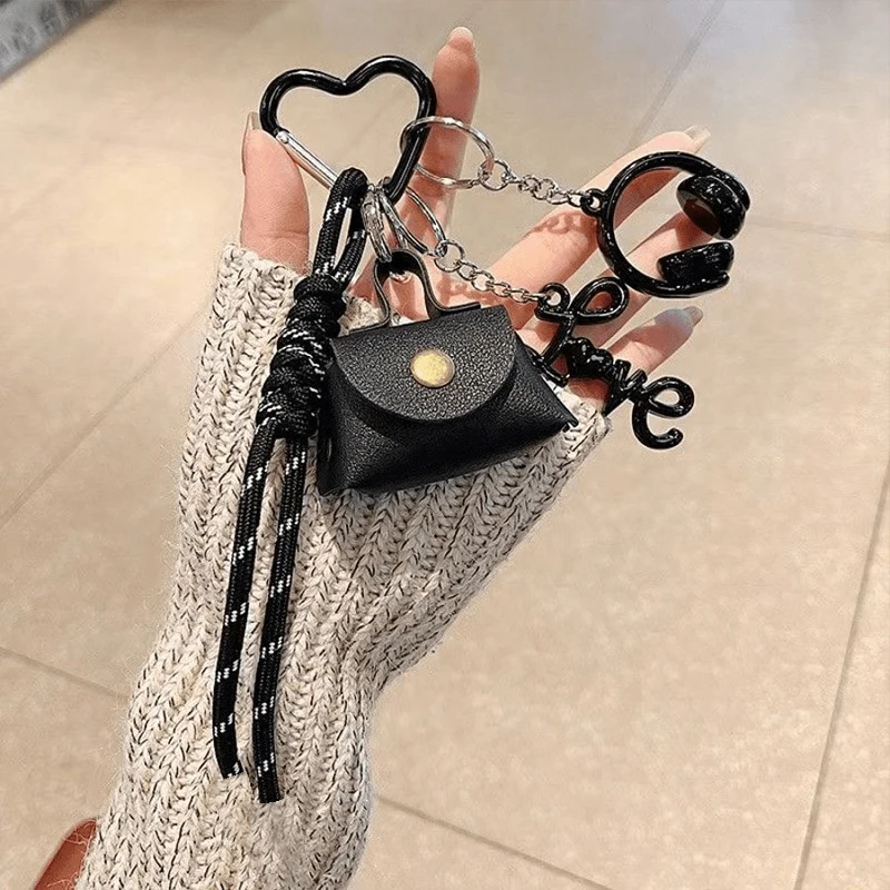 New Woven Rope Heart Keychain DIY Sweet Pendant Heart Bag Hanging Charm Keyrings Accessories For Women
