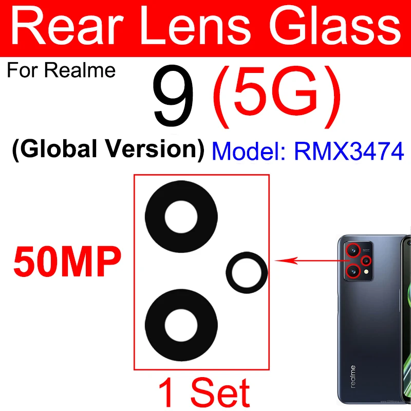 For Realme 9 Pro 9Pro Plus 9 9i 4G 5G Rear Camera Glass Lens Back Camera Lens Glass with Sticker Replacement