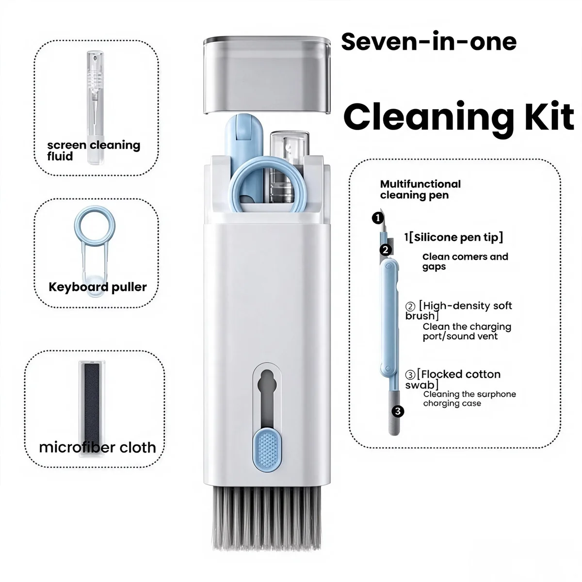 7 in 1 Electronic Cleaner Kit Laptop Keyboard Airpod Clean Multi-Function With Keycap Puller Bottle For Iphone MacBook Earbuds