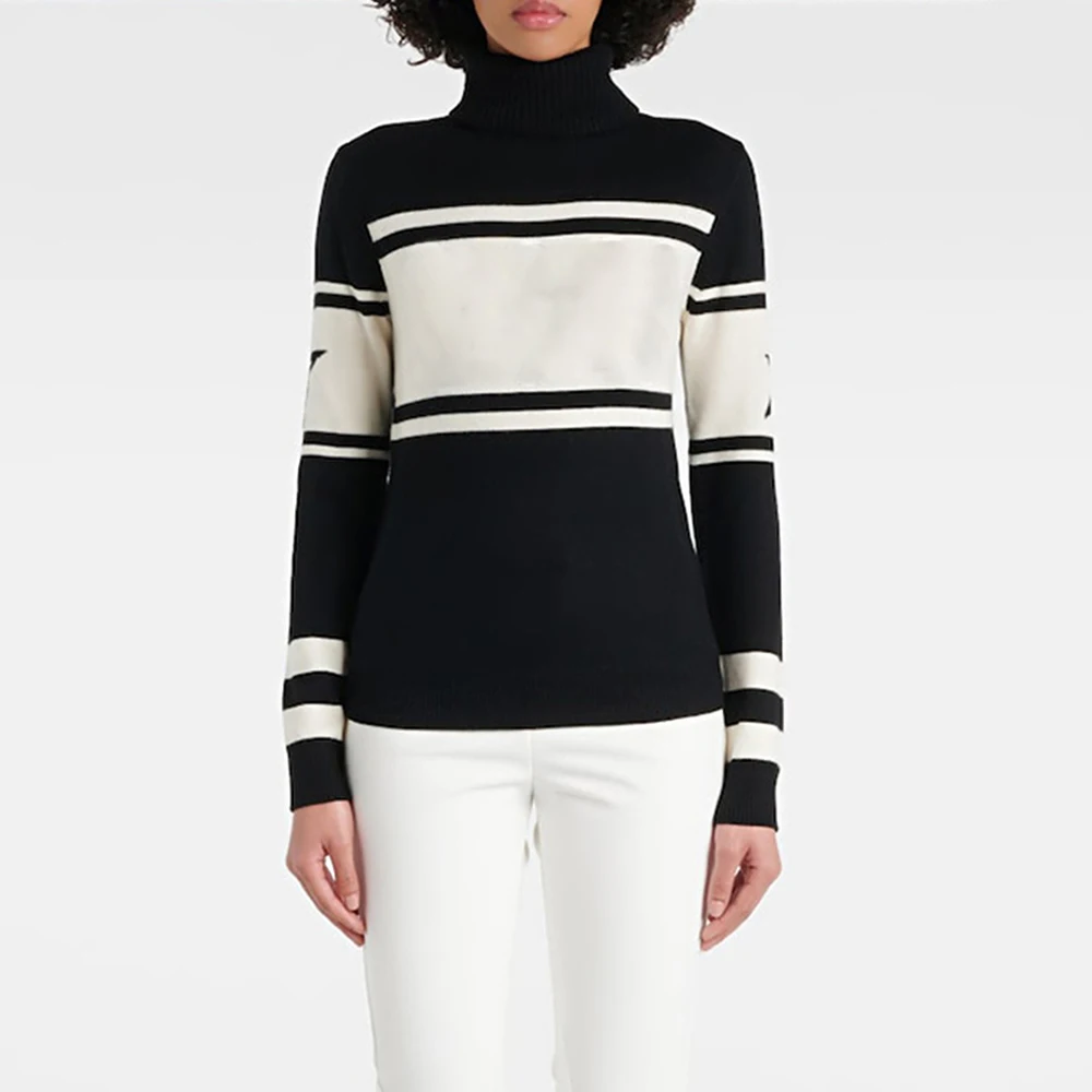 

Women's Y2K High Collar Long Sleeve Pullover T-Shirt Sweater Autumn Winter Color Contrast Trendy Top for Europe And US Fashion