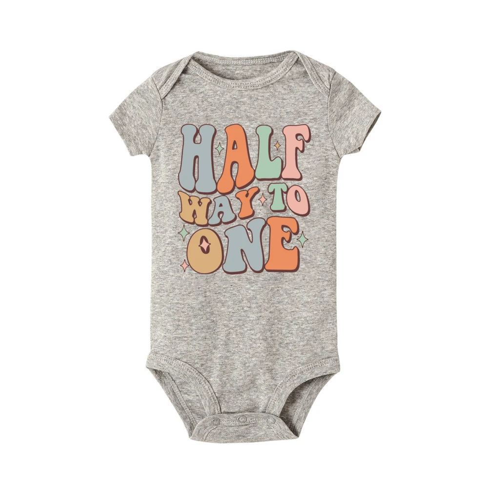 Half Way To One Birthday Baby pagliaccetto Baby Half Party outfit Infant 6 mesi Old body 6 mesi photobot 1/2 Birthday Shirt