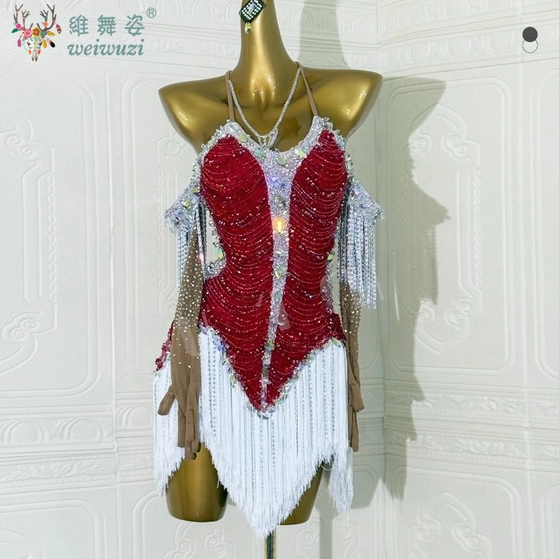 Latin Dance Fringe Performance Dresses for Women Customsized Cha Cha Dance Samba Rumba Tango Professional Competition Dress