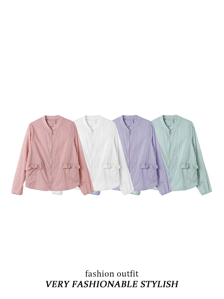 

Casual Style Pure Color Stand Collar Short Jacket Women's Summer New Gentle Style Versatile Slimming Casual Top Breathable