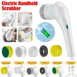 Electric Spin Cleaning Brush with 5 PCS Heads Cordless Portable Scrub Brush Handheld Scrubber Suitable for Bathroom Kitchen Tool