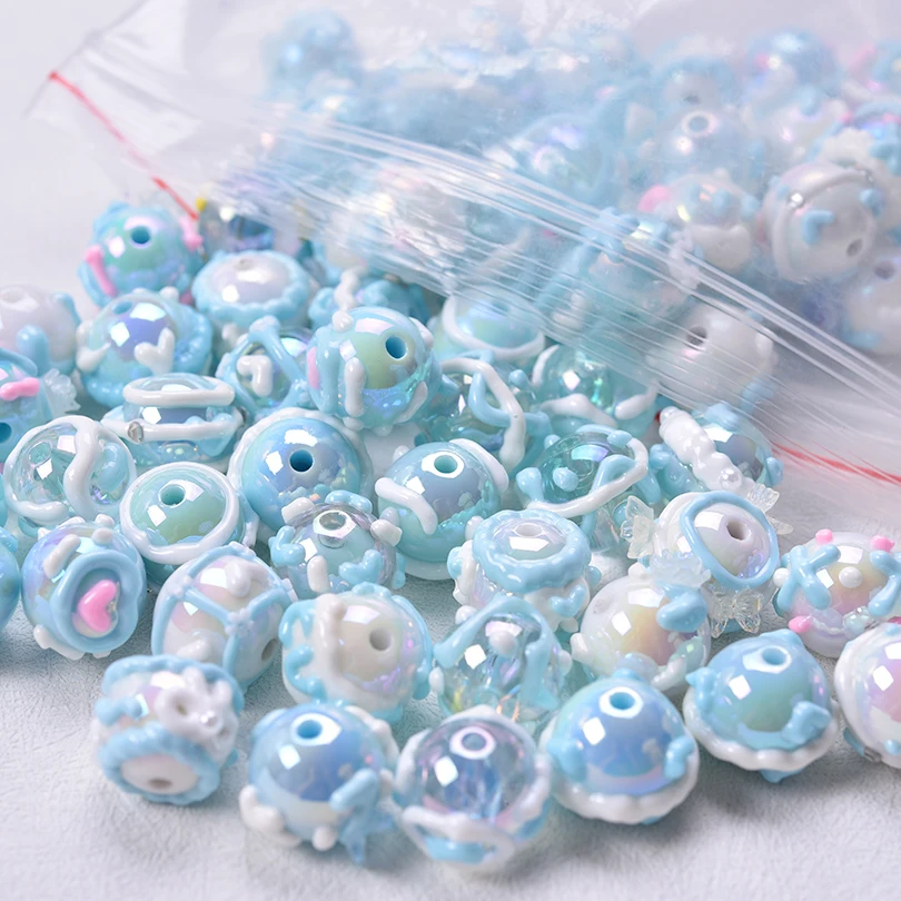 2/5Pcs Mix Styles Random Acrylic Birthday Cake Candy White Cloud Beads Hot-air Balloon Charms DIY Phone Chain Decoration Jewelry